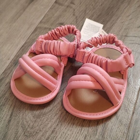 Old Navy New‎ With Tag Size 0-3 Months Cross-Strap Puffy Pink Sandals For Baby - Picture 5 of 10